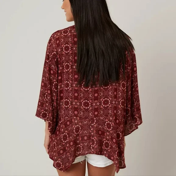 Coco + Jaimenson Printed Red Henna Cardigan - Picture 2 of 15